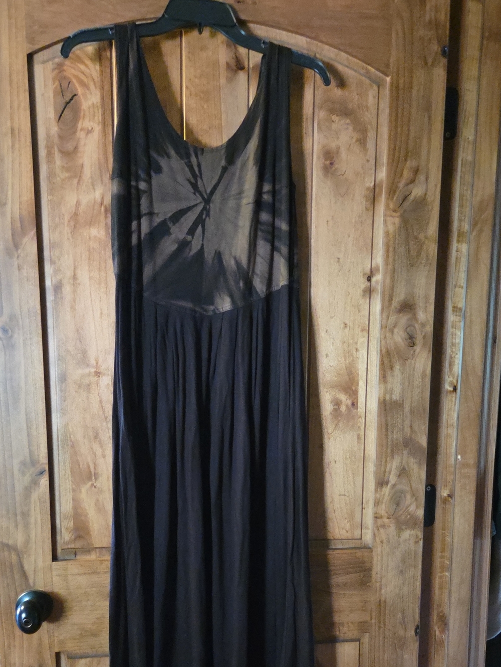 Nomadic Traders Dark Brown and Tan Tie-Dye Maxi Dress